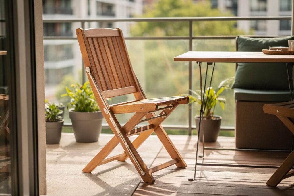 Platzsparende Gartenmöbel für kleine Flächen – Klappstuhl, Balkontisch – Designer Gartenmöbel