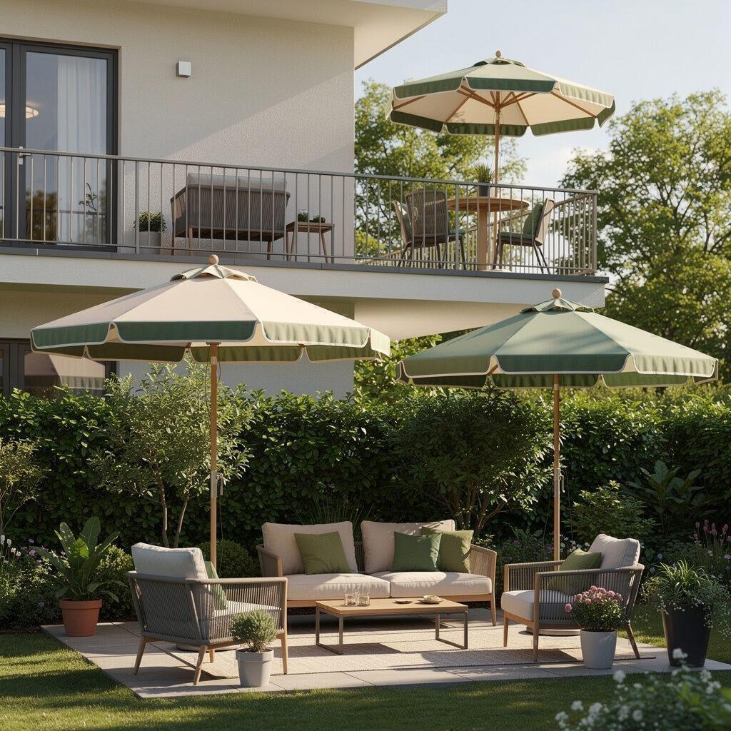 Der richtige Schirm für Garten, Terrasse und Balkon – Bauformen und Einsatzorte – Designer Gartenmöbel