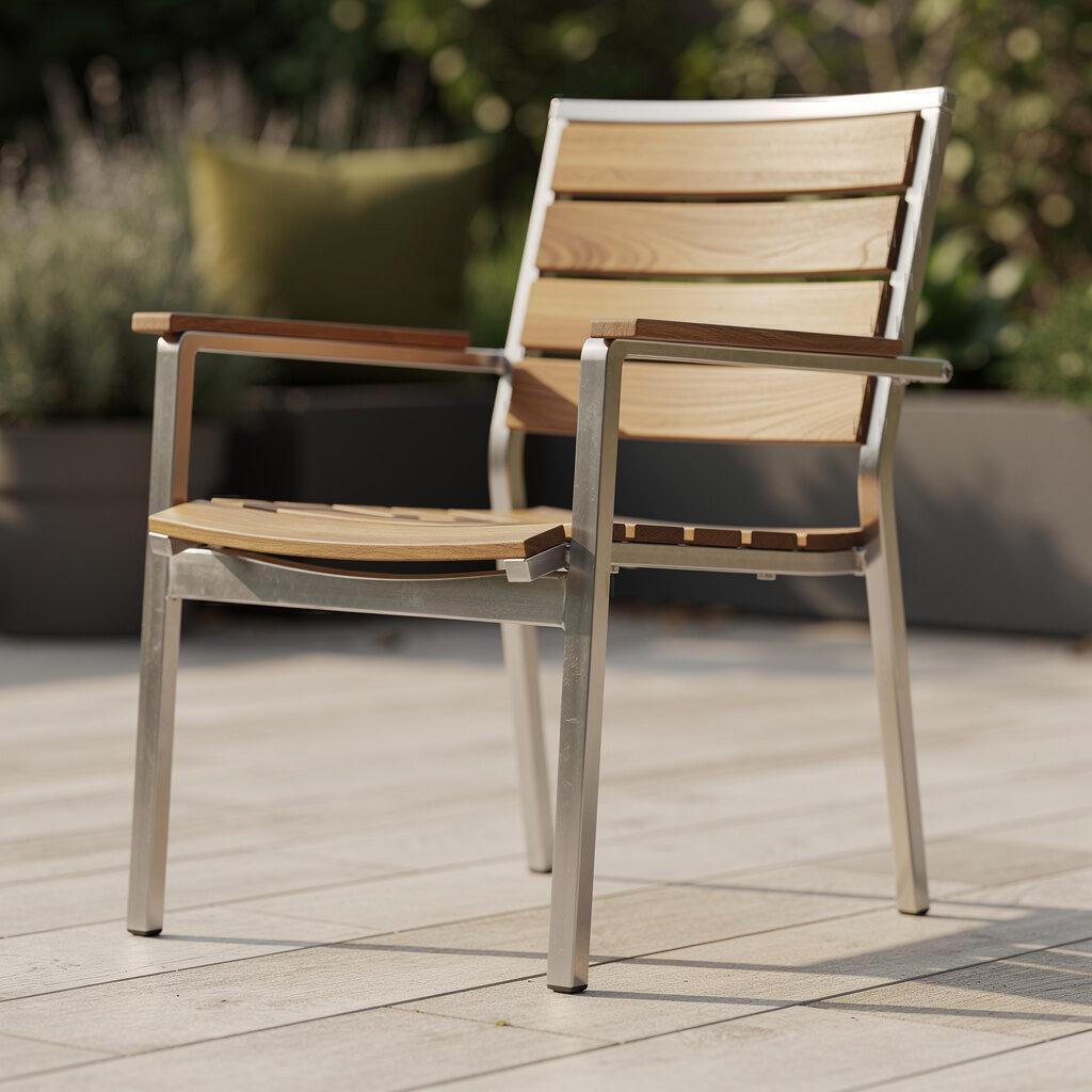 Sessel aus Holz und Aluminium zwei Materialien Designer Gartenmöbel